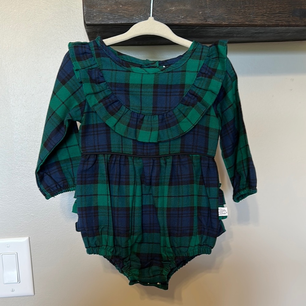 Green and Blue Plaid Baby Romper